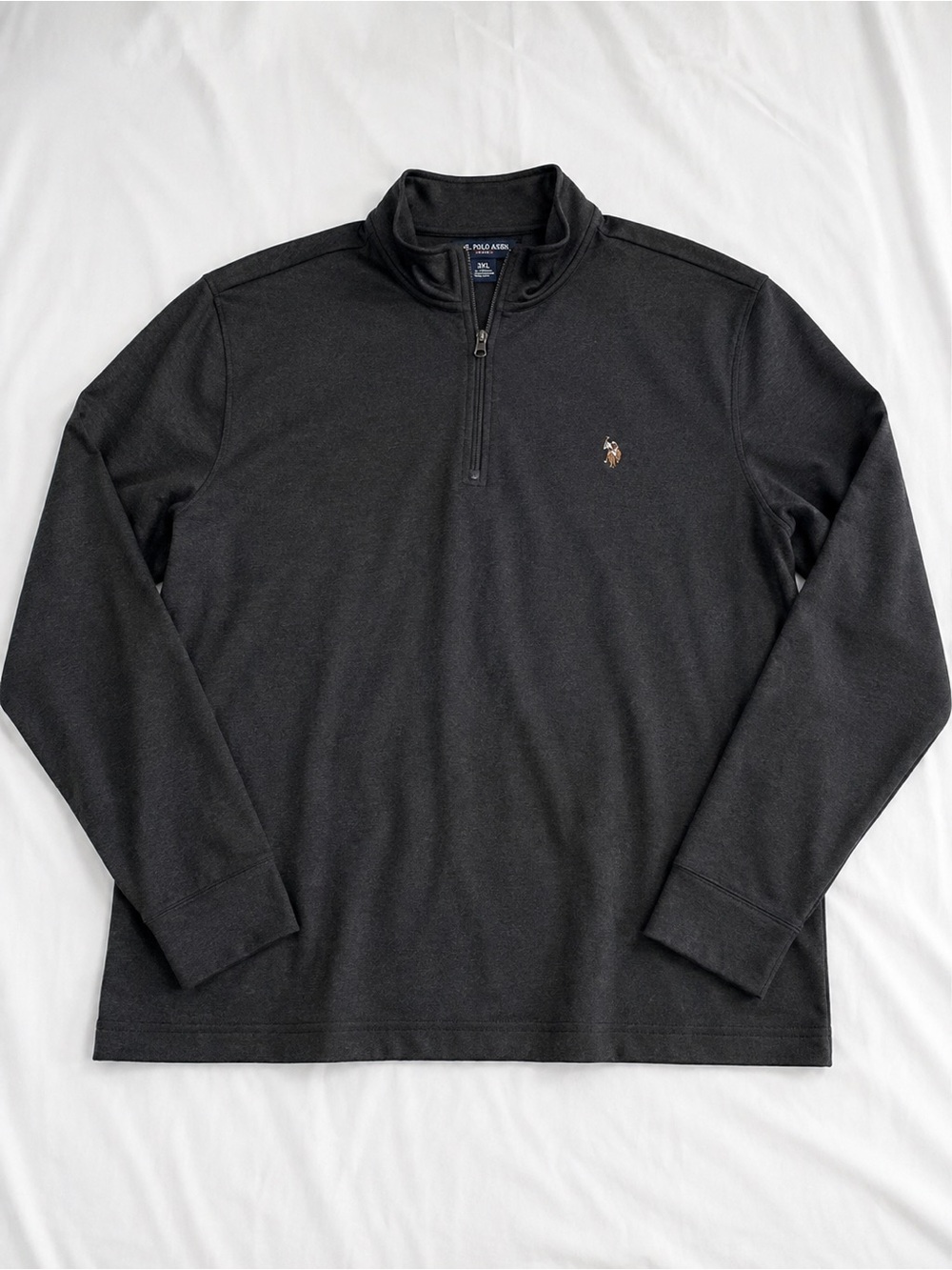 U.S. Polo Assn. Gray and Black Quarter-Zip Pullover